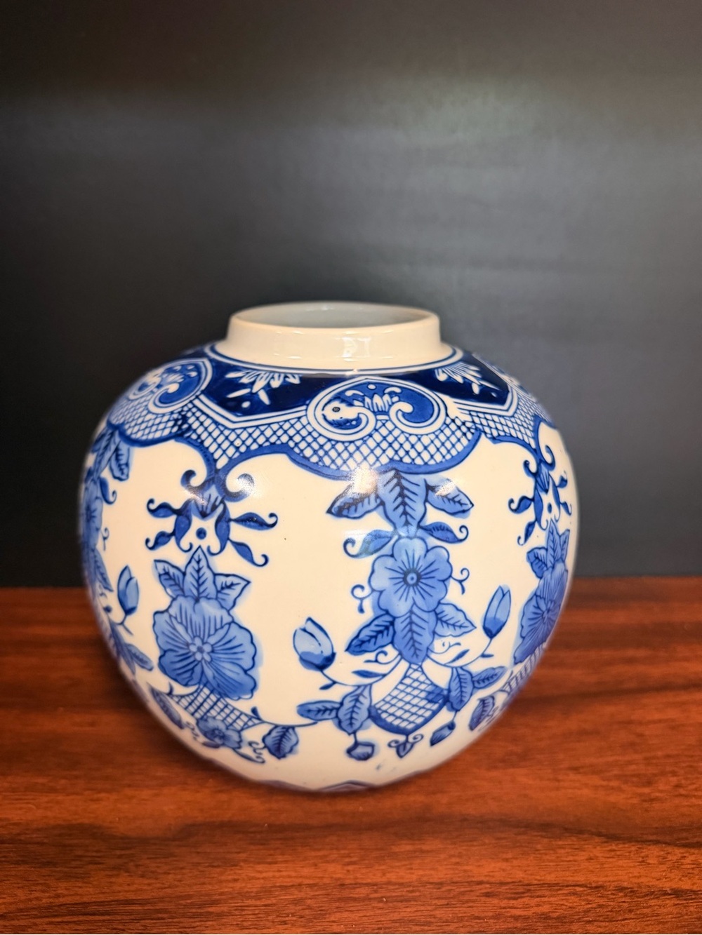 Blue and White Floral Porcelain Vase